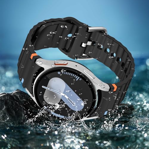 sport Band&Storage Organizer Compatible for Galaxy Watch 7 6 5 4 | No Gap Soft Silicone Strap Men Women,for Samsung Galaxy Watch 40mm 44mm/FE 40mm/Watch 6 Classic 43mm 47mm/5 Pro 45mm - color: 10colors