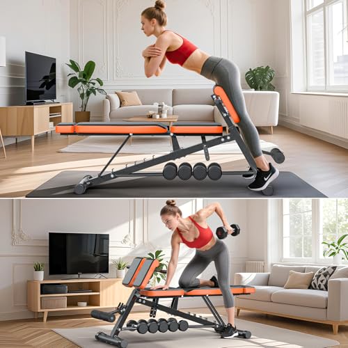 XDDIAS Roman Chair, Adjustable Weight Bench Back Extension Machine for Home Gym, 1000LBS All-in-One Sit Up Bench with Dumbbell Rack, Incline, Decline, and Flat Bench for Hyperextension, Core, Glute - color: Black+Bench Only