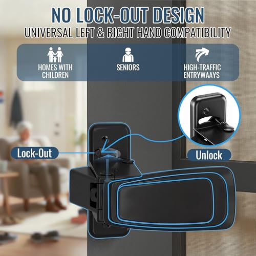 Replacement Screen Door Latch, Heavy Duty Inside Door Handle Compatible with Storm Doors Handle, Interior Latch for Screen and Storm Doors(for Non-Spring Loaded Strike,Black) - color: Black, style: for Non-spring Loaded Strike