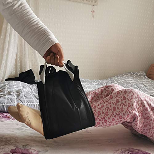 Patient Sit to Stand Lift Sling Medical Transfer Gait Belt Adjustable Pull Up Strap with Stainless Steel No-Slip Grip Handicap Bar Handles Aid Help Getting 500 Lbs Load AnyBack Black