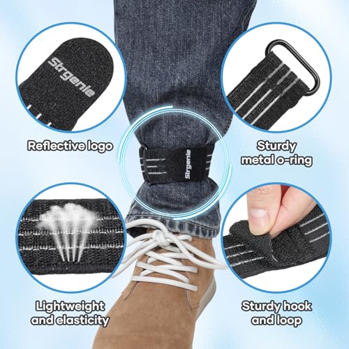 Cowboy Boot Straps, Adjustable Elastic Pant Leg Straps for Biking, Fishing, Hiking, Wading etc. - color: Black-2pcs