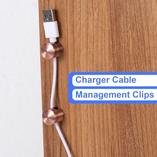 SmallCat 3 Sets Charger Holders for Cords, Metal Cord Holder -Red Bronze | Adjustable Cable Anchor Clips, Adhesive Cable Management Wire Organizers for Desk, Office, Nightstand - color: Red Bronze Color, size: 3 Sets