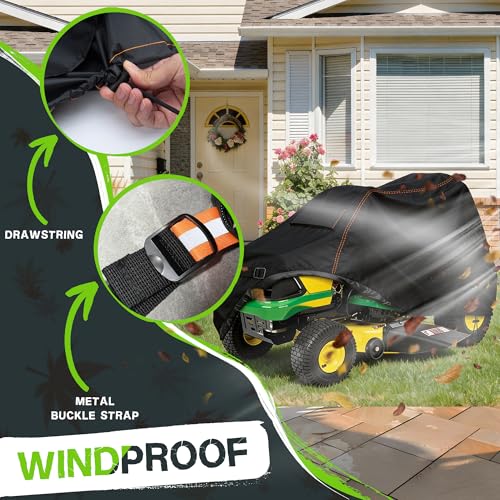 Outdoors Riding Lawn Mower Cover,Garden Tractor Cover Fits Decks up to 54" ,Lawn Tractor Cover Fit with Air Vents and Elastic Straps(Riding-72"L x 54"W x 46"H) - size: Riding-72"L x 54"W x 46"H