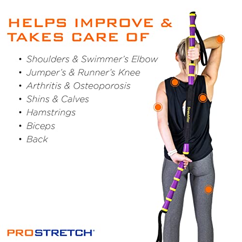 ProStretch StretchRite, Stretching Strap for Sore Muscles, Purple/Yellow | Physical Therapy Stretching Strap with Grip Handles for Tight Muscles - color: Purple/Yellow