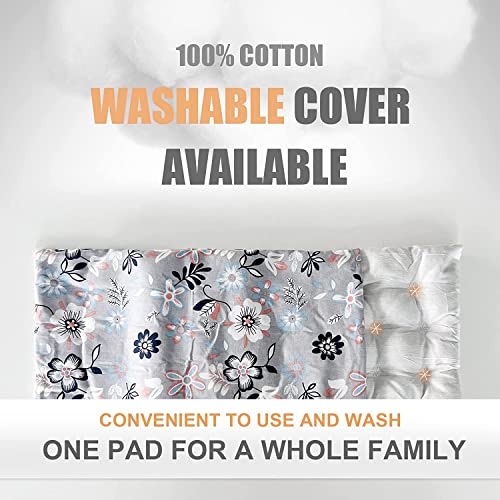 UNCN Wide Microwave Heating pad with Washable Cover 9.5x16in Microwavable Hot Pad for Neck Shoulder, Cramps, Back Pain Relief, Cordless Warm Compress Weighted Moist Heat Pack for Aches, Unscented - color: Flower