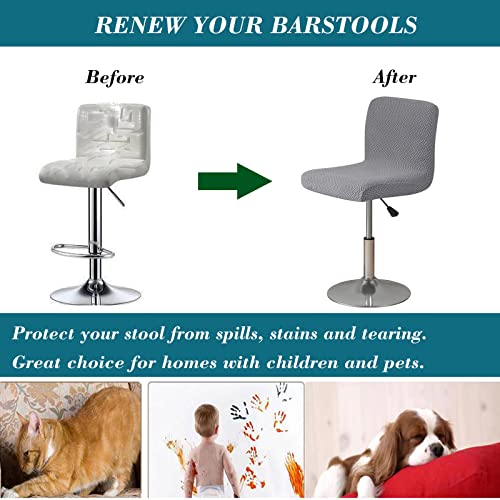 HFCNMY Bar Stool Covers with Backs,4 Pack Stretch Bar Stool Chair Covers,Jacquard Bar Stool Covers,Washable Bar Chair Covers Swivel Barstool Covers Slipcovers with Back Gray - color: Grey