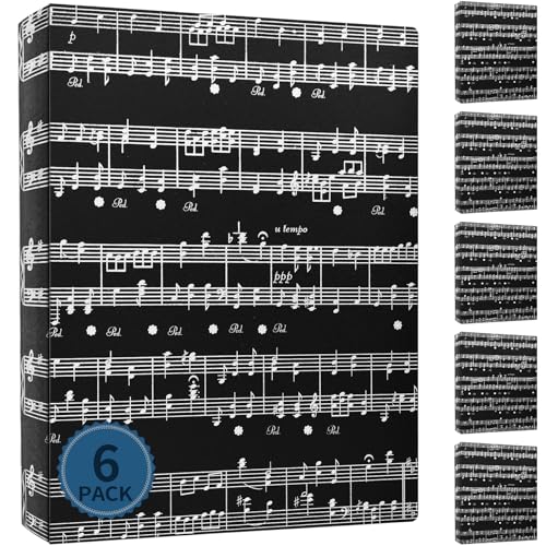 Music Folder Sheet Bulk 6 Pack Music Folders Binder Music Choral Storage Holder Band Folder (Staff Notation, 6p) - size: 6 Pack