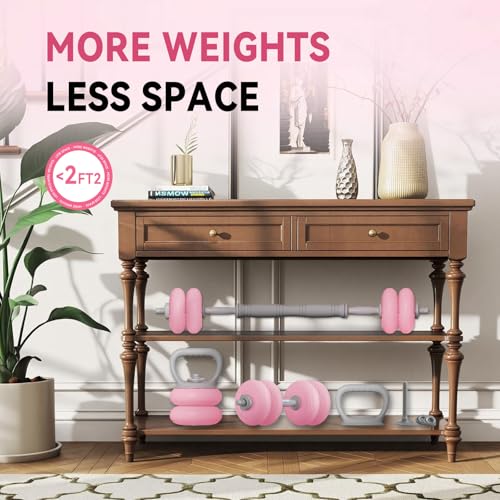 Adjustable Dumbbell Set 13LB/18LB/22LB/35LB, 4-in-1 Soft Shell Weight Set with Connector, Converts to Barbell & Kettlebell, Strength Training Equipment for Home Gym, Ideal for Women & Beginners - color: Pink-35 LB