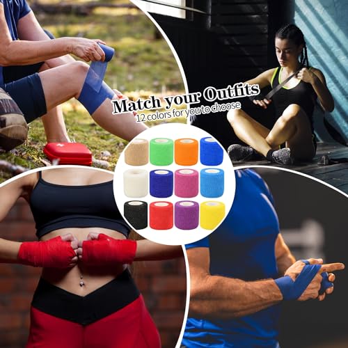 6pcs 2in Self Adhesive Bandage Wraps, Vet Wraps, 12 Colors to Choose, 5 Yard Self Adherent Wraps for Sports - color: 6pcs Skin Color