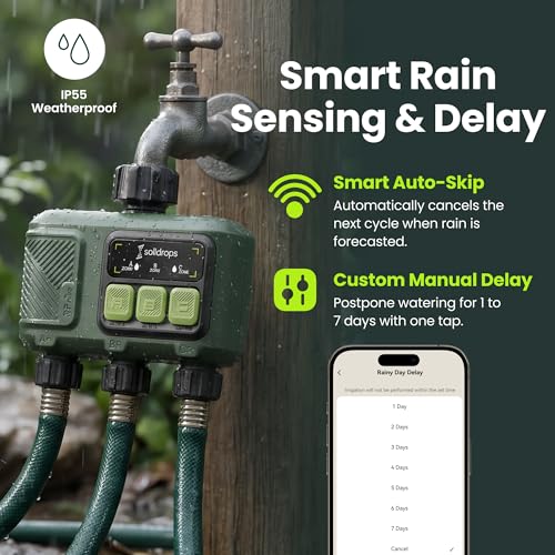 WiFi Water Timer, Hose Timer 984ft Long Range RF with Gateway, App Control, 8-Month Battery, Weather Delay, 3/4" Smart Irrigation Controller - style: 3-Zone