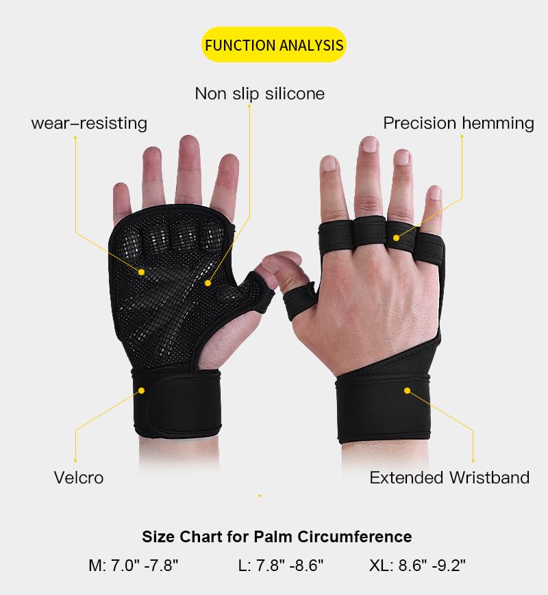 SUJAYU Gym Gloves for Men Weight Lifting Gloves, Wrist Wraps Wrist Straps for Weightlifting, Lifting Wrist Wraps Wrist Support Wrist Weights Gym Gloves for Men Workout Gloves for Men Women - size: X-Large
