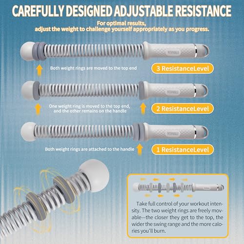 Portable Adjustable Ropeless Battle Ropes with Gray | Weighted Cordless Workout Rope with Anti-slip Handles for Low-impact Cardio, HIIT, Home Gym and Office Fitness - color: Gray
