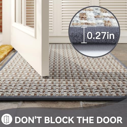 Indoor Door Mat 24x72 Dirt Resistant and Absorbent, Non-Slip Rubber Backing Floor Mats, Easy Clean Low-Profile Doormat for Entryway, Front Door, Inside Entrance Gray - color: A- Gray, size: 24"x72"
