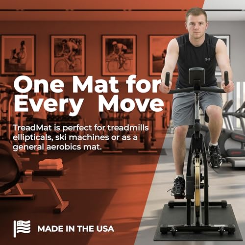 SuperMats Heavy Duty Equipment Non-Slip Mat 20GS | 24" × 46" – Fits indoor cycles, spin bikes, upright bikes, stationary bikes, steppers, and mini ellipticals. - color: Black