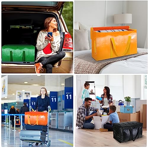 BALEINE 2-Pack Oversized Moving Bags with Reinforced Handles, Heavy-Duty Storage Tote for Clothes, Moving Supplies (Orange, 2-Pack) - color: Orange, size: 2-Pack