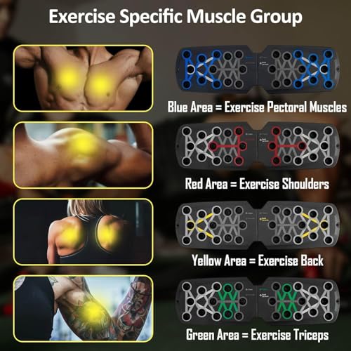 Push Up Board for Men - 15-in-1 Foldable Pushup Board with Push Up Bar, Handles & Bands, Portable Home Gym & Workout Equipment for Chest Exercise, for Teen Boys 16-18 & Gym Lovers - color: BLACK-3