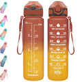 Enerbone 32 oz Drinking Water Bottle with Times to Drink and Straw, Motivational with Carrying Strap, Leakproof BPA & Toxic Free, Ensure You Drink Enough Water for Fitness Gym Outdoor - color: Amberglow