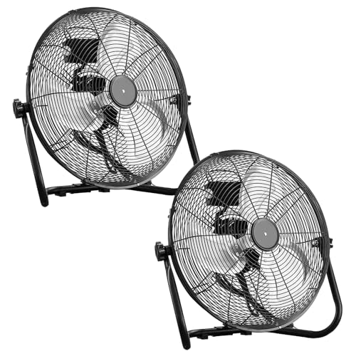 ROVSUN 16" High Velocity Floor Fan with Wall-Mounting System, 3-Speed Heavy Duty Metal Industrial Fan with Adjustable Tilt, Wall Mount Fan Cooling for Commercial, Garage, Workshop, Greenhouse, 2-Pack - size: 16'' (2-pack)