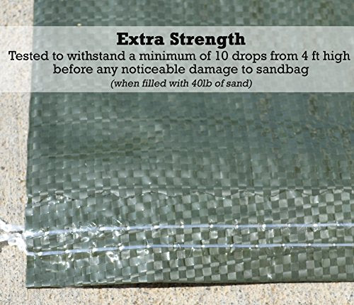 Polypropylene Olive Drab Rugged Sandbag | 14 Inches by 26 Inches | Pack of 15 | Military Grade | Protects Homes & Businesses From Flooding | Sand Bags Trusted by US Military & Red Cross