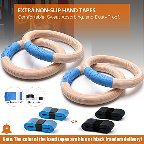 PACEARTH Gymnastics Rings Wooden Olympic Rings 1500/1000lbs with Adjustable Cam Buckle 14.76ft/9ft Long Straps with Scale Non-Slip Gym Rings for Home Gym Full Body Workout - size: 1.1" (28MM) Rings & Straps