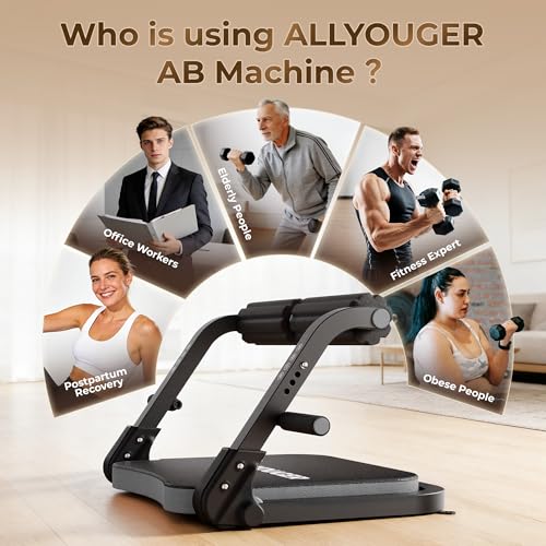Ab Machine,Sit Up Exercise Equipment& Core Machine,Adjustable Ab Trainer with 3 Resistance Levels and Removable Auxiliary Handle,perfect for home workouts and those looking to lose weight - color: Grey