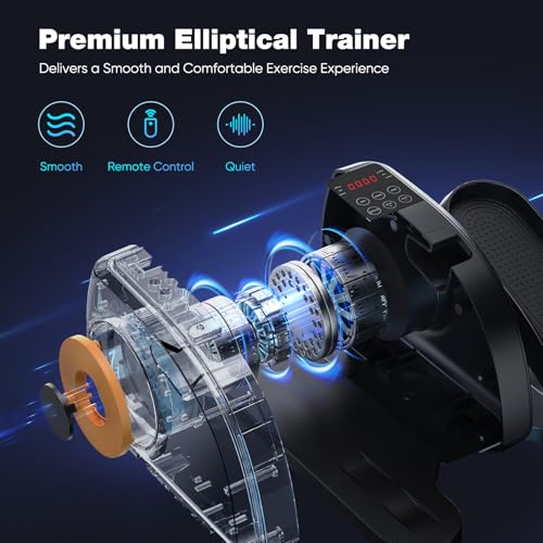 NEWBULIG Electric Seated Pedal Exerciser, Under Desk Elliptical Machine for Seniors, Quiet Portable Ellipse Leg Exerciser As Seen On TV with Remote Control, 12 Adjustable Speeds - color: Black