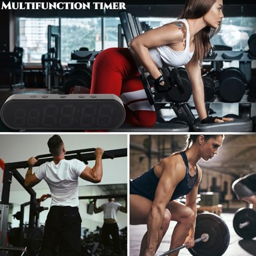 Portable Gym Timer, Countdown Clock for Workouts Boxing HIIT Home Training, Large LED Display, Fitness Interval Timer Portable Workout Timers, 30 Hour Battery, for Garage Outdoor Exercise