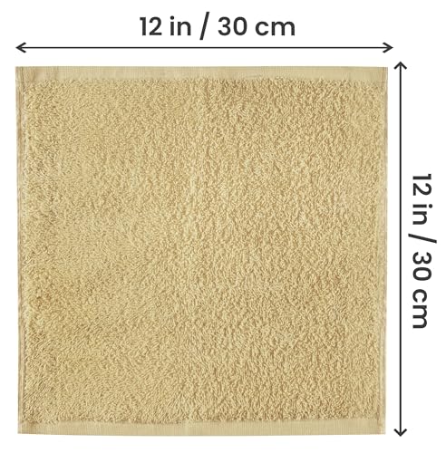 Utopia Towels 12 Pack Premium Wash Cloths Set, 12 by 12 Inches, 100% Cotton Ring Spun, Highly Absorbent and Soft Feel Essential Washcloths for Bathroom, Spa, Gym, and Face, Champagne - color: Beige, size: 12 Wash Cloths