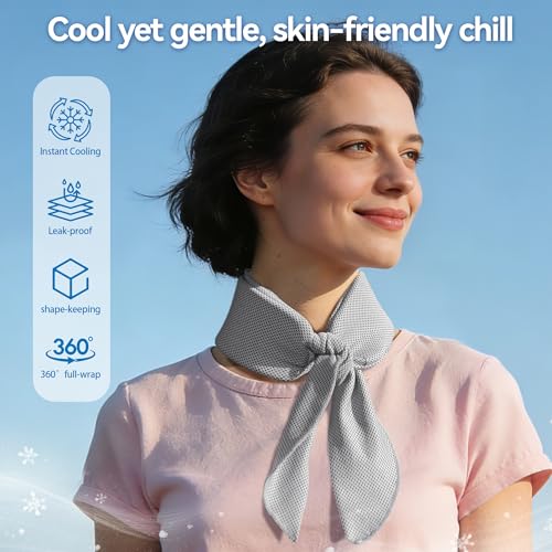 New Upgraded Cooling Neck Wraps, Neck Coolers for Hot Weather, Leak-Proof Solid Cooling Gel, 360° Full-Wrap, Cool Relief - Head, Neck, Wrists... - color: Gray