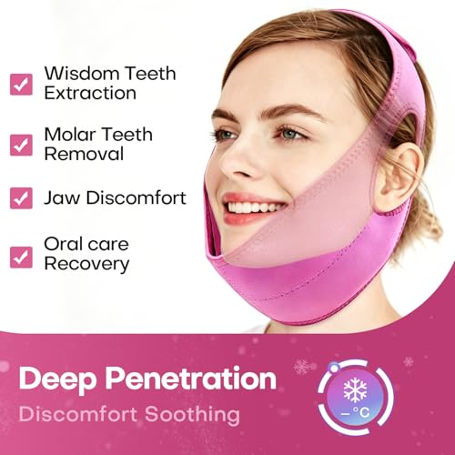 Wisdom Teeth Ice Pack Head Wrap Jaw Face Ice Pack for Wisdom Teeth Removal Extraction Toothache Pain Relief Facial Face Oral Surgery TMJ Tonsillectomy Recovery Must Haves (Hot Pink) - color: Hot Pink