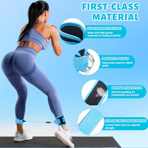 RoundFunny Pilates Ring Circle Set 18 Pcs Exercise Equipment Accessories for Women Workouts Pilates Ball Stretching Strap Magic Circle Yoga Ring Gym Back Bag Resistance Band Anti Slip Socks - color: Blue