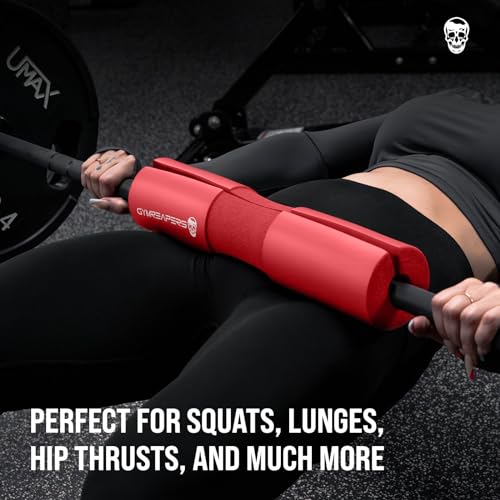 Gymreapers Barbell Squat Pad - Protective Bridge Pad For Hip Thrust, Squats, Lunges - Hip Support, Neck Protection For Bar - color: Red