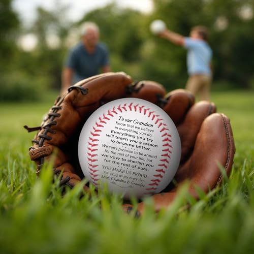 Grandson Baseball - to Our Grandson from Grandma & Grandpa - Grandson Baseball from Grandparents - Graduation Birthday Wedding Anniversary Keepsake