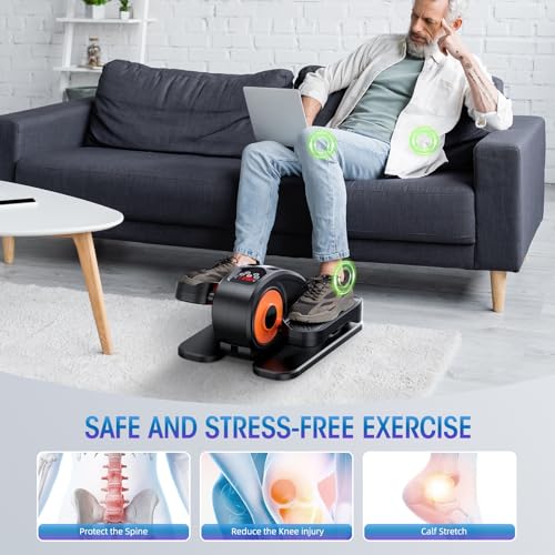 GUGTTR Under Desk Elliptical Machine, Electric Seated Pedal Exerciser, Leg Exerciser for Seniors Fully Assembled with 12-Speeds & Remote Control, Portable Quiet Elliptical Machine for Home Office