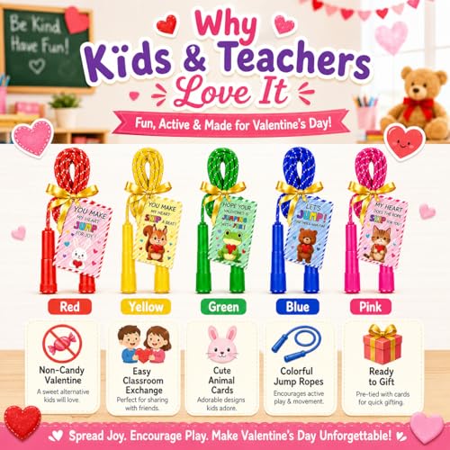 25 Set Jump Ropes for End of Year Student Gifts – 7.7ft Rainbow Adjustable Skipping Ropes Bulk with Cards for Teachers, Students, School Parties & Outdoor Activities - color: Rainbow
