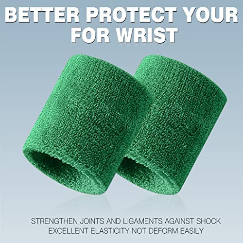 BEACE Sweatbands Sports Wristband for Men & Women - Moisture Wicking Athletic Cotton Terry Cloth Sweatband for Tennis, Basketball, Running, Gym, Working Out - color: Black/Gray/Green