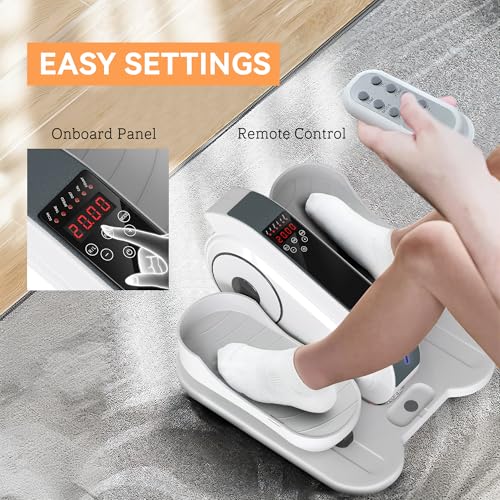 Soozier Under Desk Elliptical Machine for Seniors with Manual & Auto Mode | Electric Ellipse Leg Exerciser while Sitting, Massage Pedal, Remote Control, 10 Adjustable Speeds, Quiet, Portable