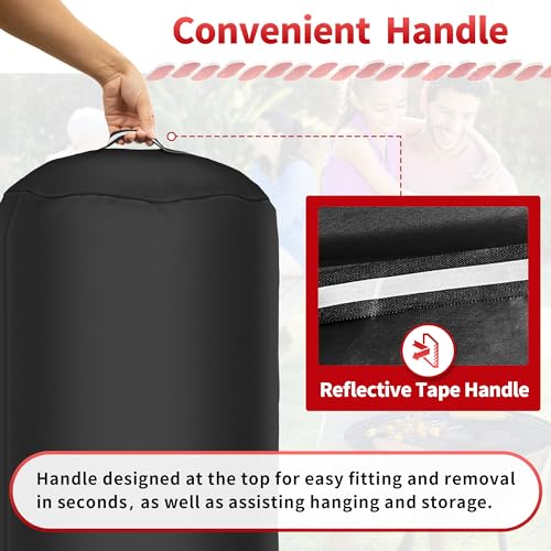 NEXCOVER Round Grill Cover -19.5” Dia for George Foreman Gfo3320 Gfo240 Crills, Dome Smoker Cover, Fade & UV Resistant Barbecue Cover,Waterproof BBQ Grill Cover, Black - size: Round 19.5"Dia