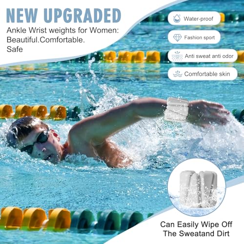 Wrist Weights, Adjustable Wrist Ankle Weights for Women, Wearable Arm & Leg Weights Set of 2(1 lb Each), Weighted Bangles for Walking, Yoga, Dance, Barre, Gym - color: Grey