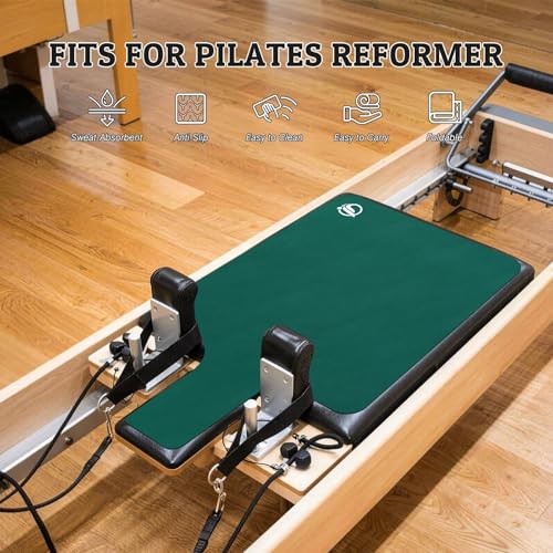 Non-Slip Pilates Reformer Mat, 1.2 mm Thick, 39 x 24 inch | Foldable Lightweight Pilates Reformer Machine Exerxise Mat Towel Cover for Gym Fitness - color: Dark Green