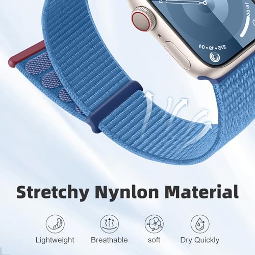 Sport Loop Band Compatible with Apple Watch Bands for Women 44mm 46mm 45mm 49mm 42mm 38mm 40mm 41mm men,Stretch Adjustable Braided Nylon Straps for iWatch Series 11/10/9/8/7/6/5/4/3/2/1/SE/Ultra - color: Blue2, size: 44mm/45mm/46mm/49mm/(42mm-series 3 2 1