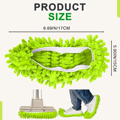 Mop Slippers Floor Cleaning Slippers Reusable Slipper Mop Covers Wearable Floor Cleaner for Household Indoor Use ,Greener - color: Greener