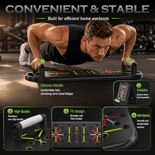 Push Up Board Fitness, Workout Home Gym Equipment, 20 in 1 Exercise Pushup Bar Handles for Floor, Strength Training Equipment for Men - color: Gray Premium