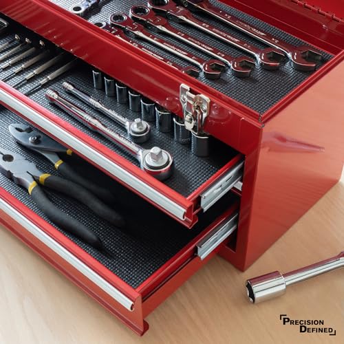 Precision Defined Toolbox Liner Non-Slip Tool Drawer Liner 16ft x 16" Black | Shelf Liner Memory-Foam, Toolbox Liner, Non Slip Tool Box Mat, Washable Tool Box Drawer Liner for Shelf, Cabinet & Workbench - size: 16 ft x 16