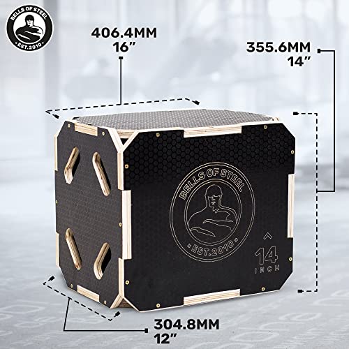Plyo Box [Bells of Steel] Plyometric Box, 3-in-1, Anti-Slip, Wooden Step up Box for Workout, Jumps, Squats, Step-Ups, Knee-ups - style: XS:16x14x12