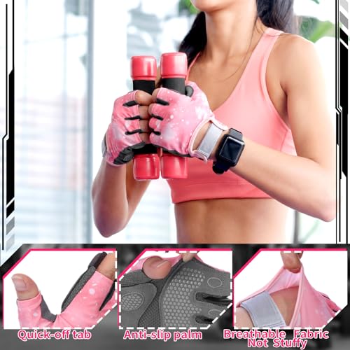 Fourluoo 3 Pairs Weight Lifting Gloves for Men Women, Gym Workout Gloves with Full Palm Protection, Breathable Anti-Slip Fitness Glove for Training, Cycling, Pull-ups, Medium - style: Vibrant Style