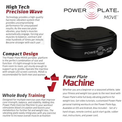 Power Plate Move Vibration Plate Machine - Professional Whole Body Vibration Platform for Home Gym, Weight Loss & Recovery - Compact Design with PrecisionWave Technology, 6 Modes & 300lb Capacity - style: Black MOVE