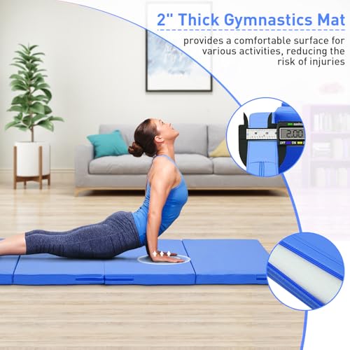 Gymnastics Mat, 3FTx6FT / 4FTx8FT 2" Thick Folding Kids' Gymnastic Tumbling Mat for Home Gym Exercise & Play - color: 3x6FT-Blue