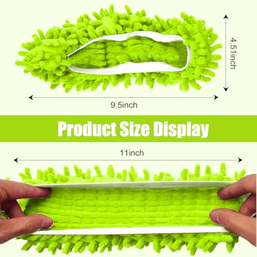 1 Pair Floor Cleaning Mop Slippers Set, Slip On Mopping Accessories for Indoor Household Floor Care and Daily Cleaning Tasks(Green) - color: Green