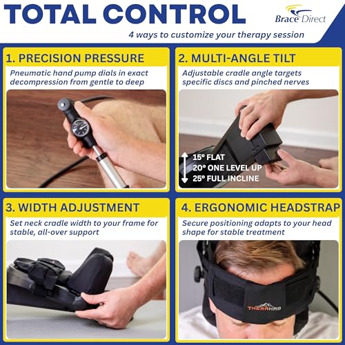 Brace Direct Therahab Professional Cervical Traction Device & Neck Stretcher E0849 with Gel Pack - Home Hot Cold Therapy Cervical Decompression System with Accessory Bag - style: Classic
